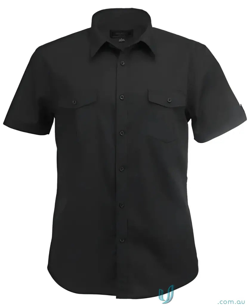 Black Hospitality Nano SS Shirt with nano-gear® fabric and buttoned chest pockets