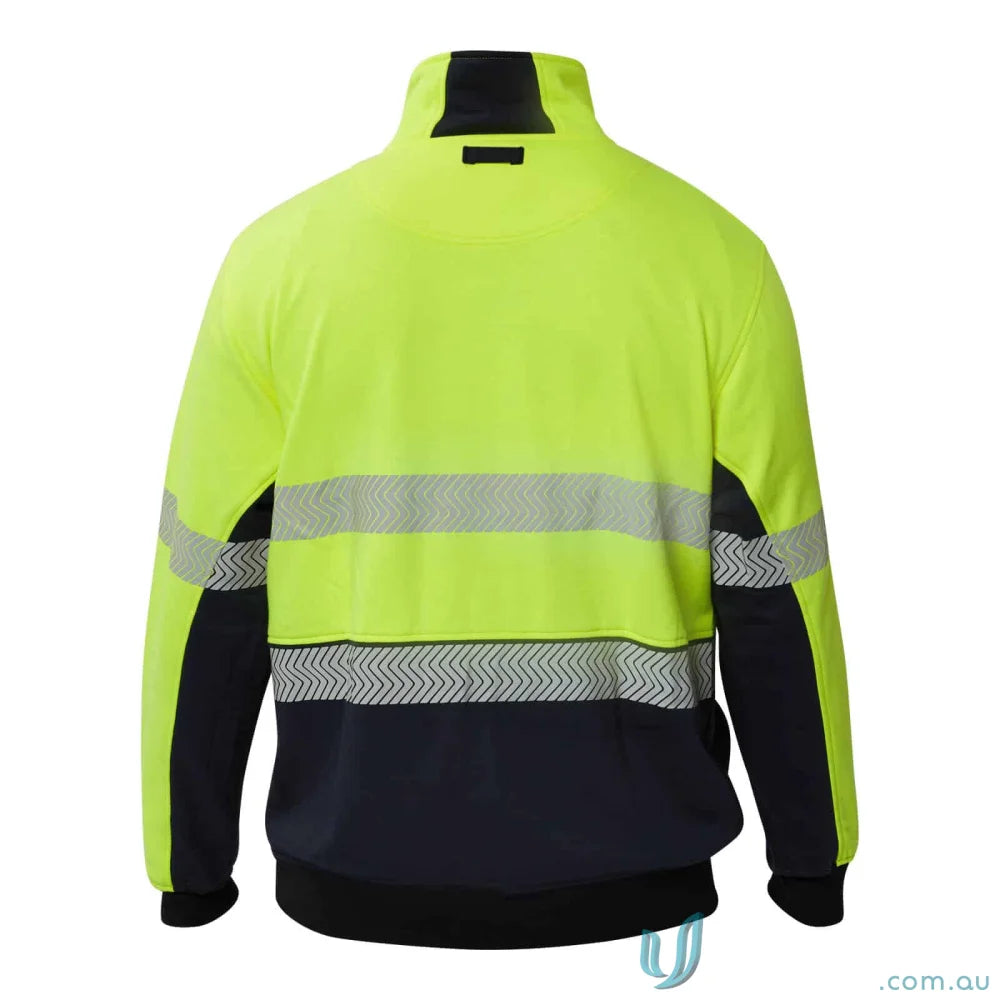 Reflective fleece FJV034 work jacket with internal stuff pocket and contrast dirt panels