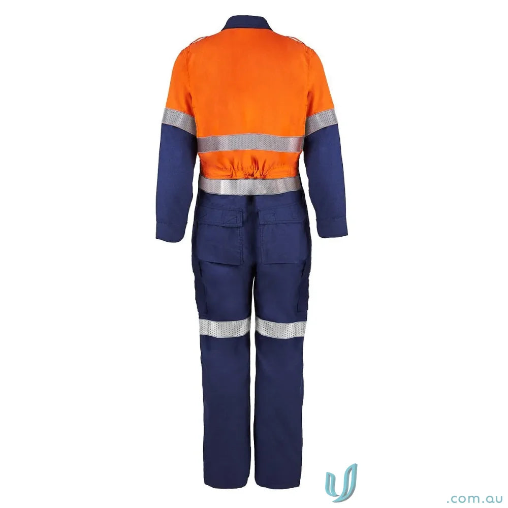 Orange and blue reflective work jumpsuit from HRC2 Inherent Flame Resistance Reflective Coverall