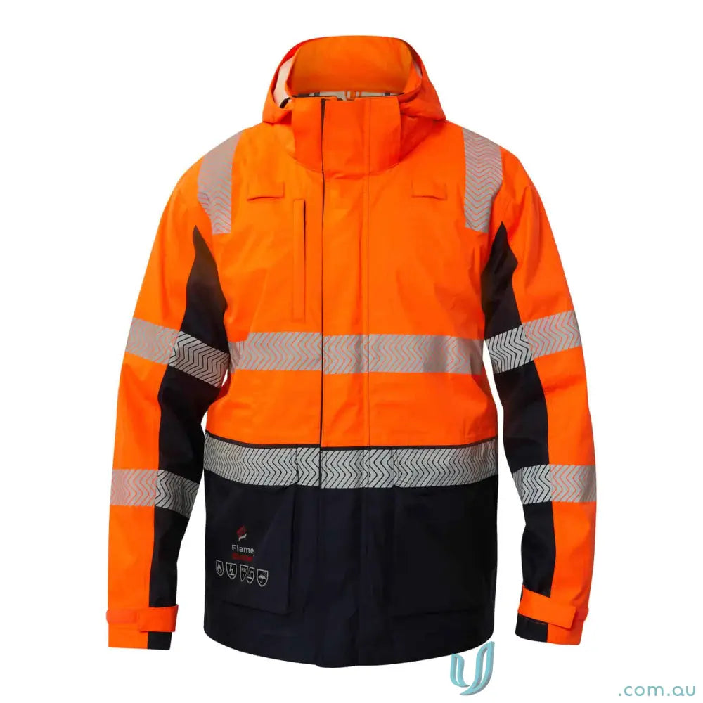 Orange and black HRC2 Inherent Reflective 3-in-1 jacket with high visibility cal cm²