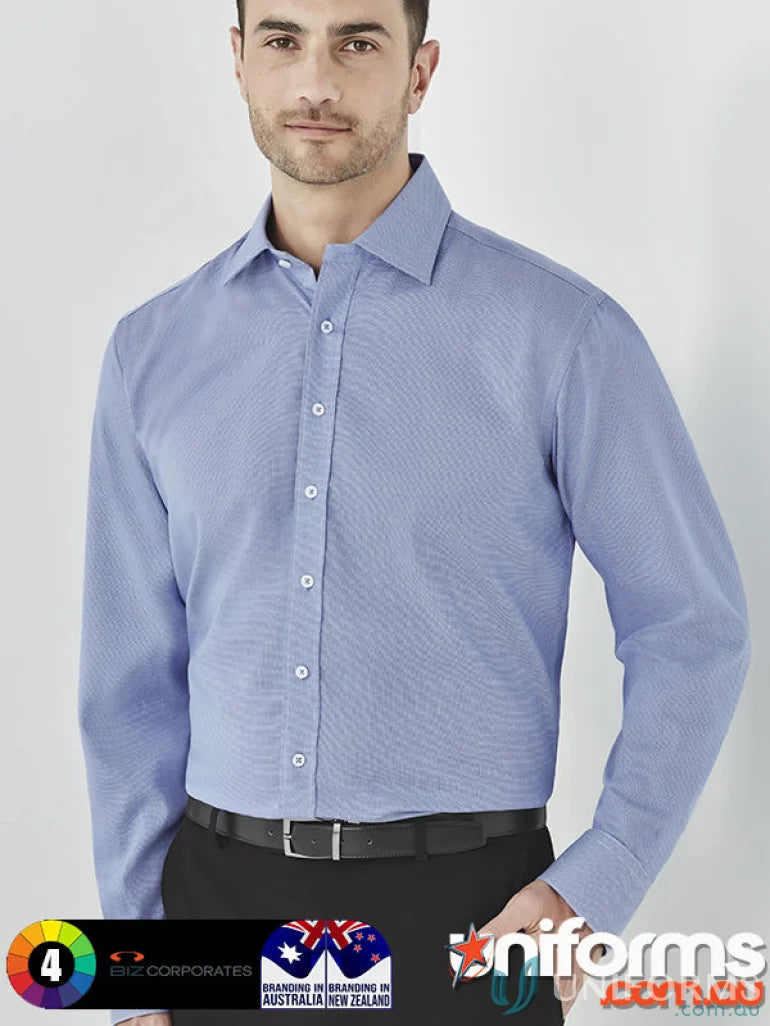 Men’s Hudson Cotton LS Shirt in relaxed fit with long sleeve, blue dress shirt