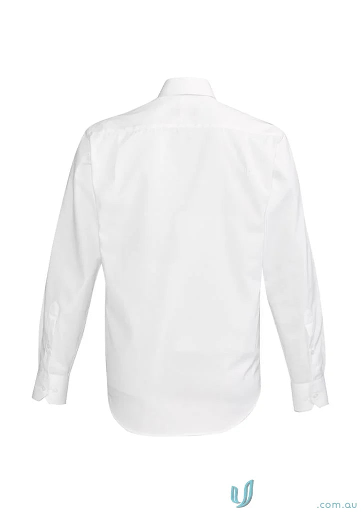Hudson Cotton LS Shirt in relaxed fit, white long-sleeve dress shirt for men