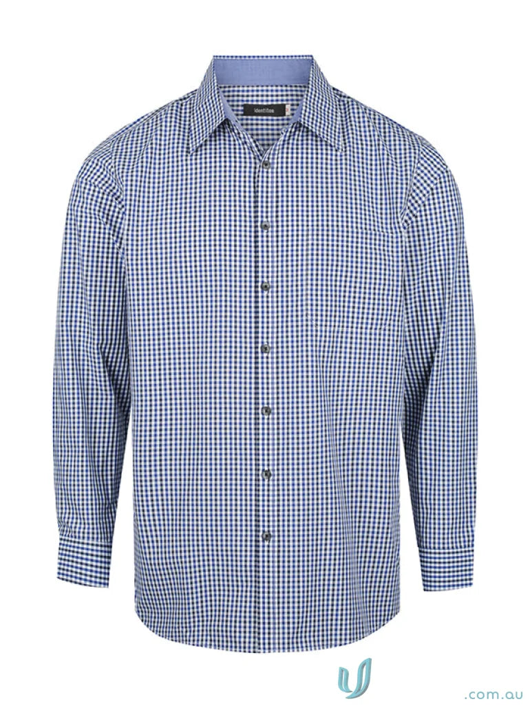 Blue and white checkered Hudson Identitee L/S Shirt, perfect workwear or uniforms