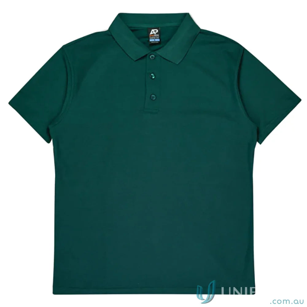 Green short-sleeved polo shirt in pique knit for Hunter Adult Polo workwear and uniforms
