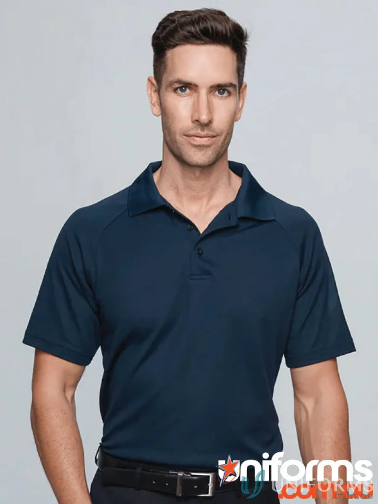 Navy blue polo shirt in pique knit perfect for uniforms and workwear from Hunter Adult Polo