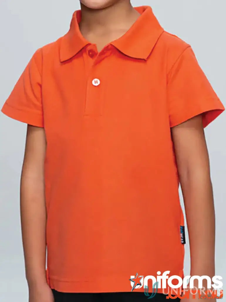 Bright orange Hunter Kids Polo shirt in pique knit, perfect for kids’ uniforms or workwear