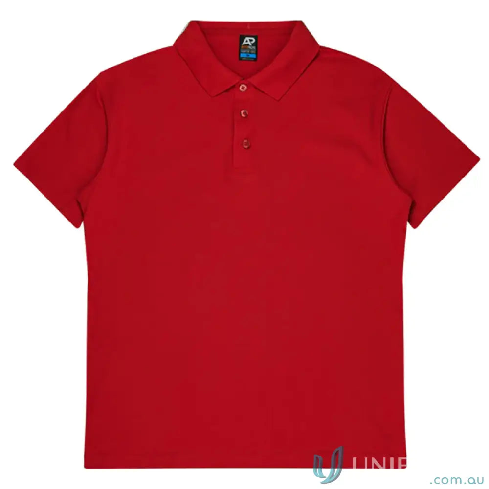 Hunter Kids Polo in red with pique knit fabric, perfect for uniforms and workwear