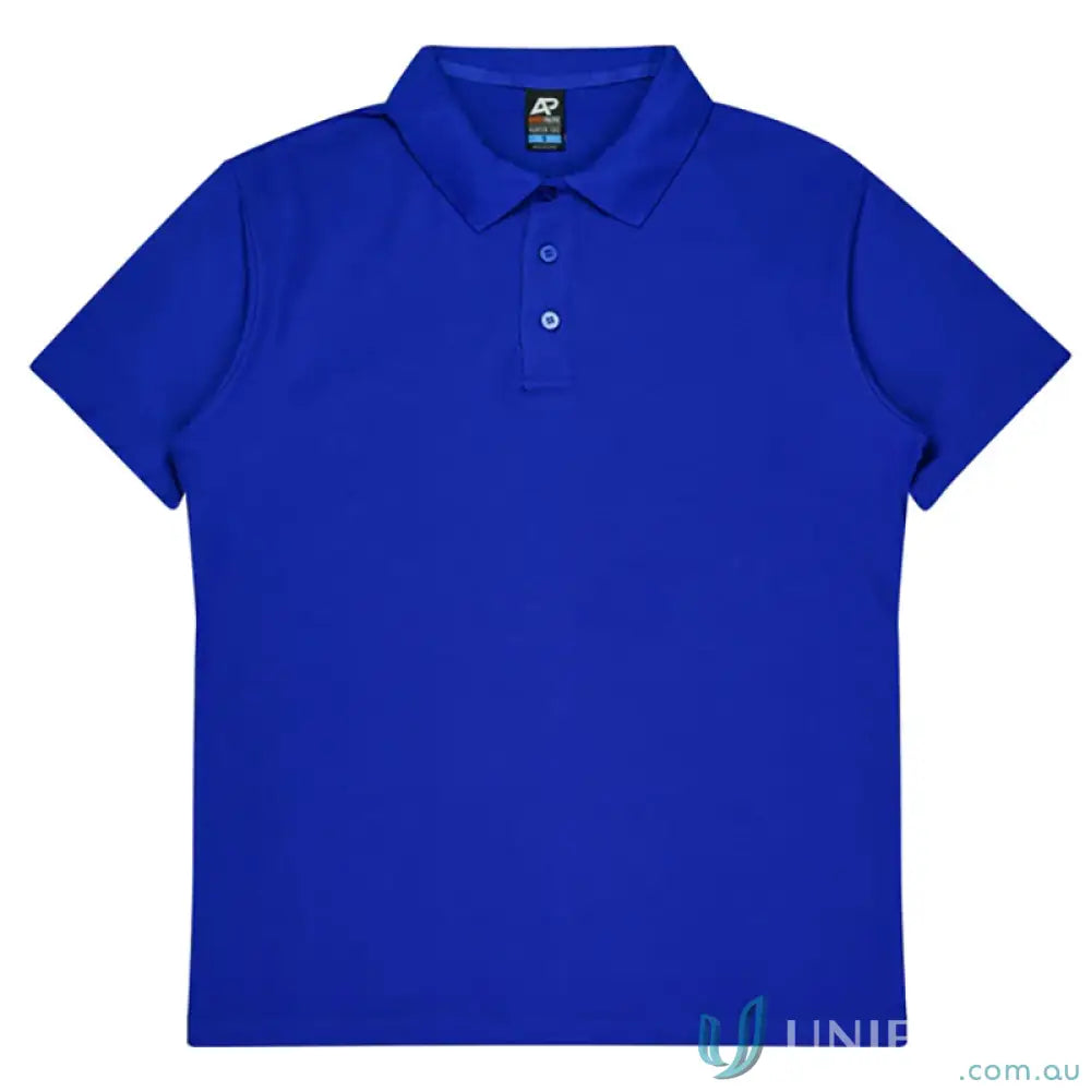 Hunter Kids Polo in royal blue pique knit, perfect for uniforms or casual workwear