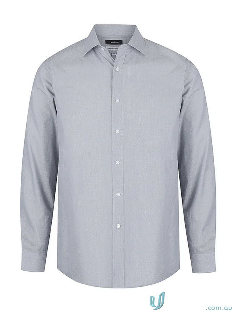 Hunter Long Sleeve Shirt in gray with dobby weave premium cotton, modern fit long sleeve shirt