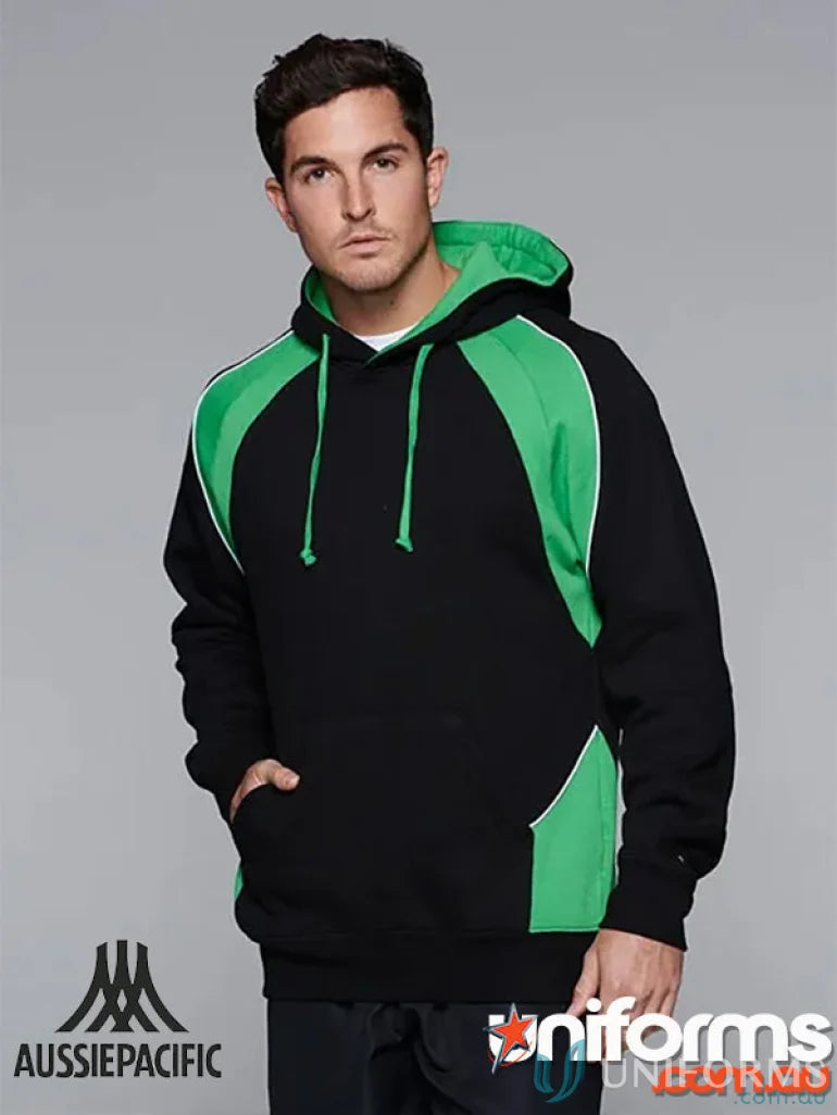 Black and green Huxley Hoodie perfect for casual wear and sports uniforms
