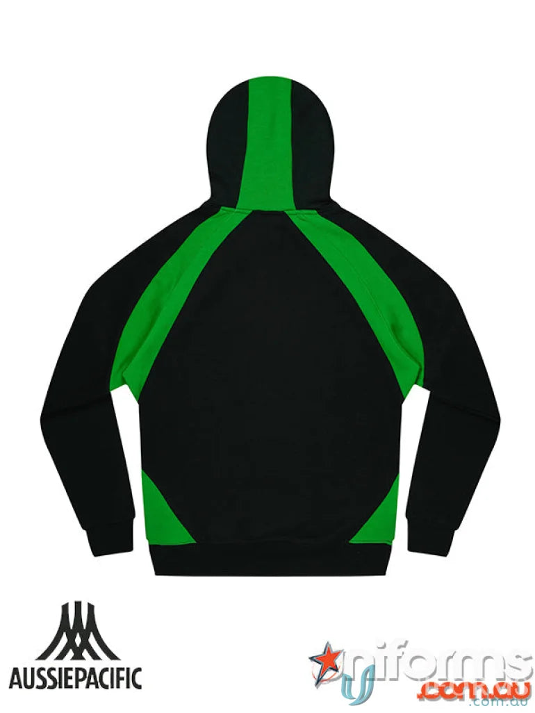 Black and green Huxley Kids Hoodie, perfect for sports uniforms and casual wear