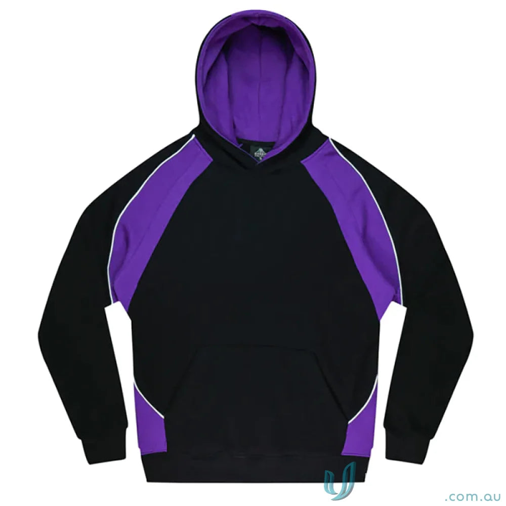 Black and purple Huxley Kids Hoodie perfect for sports uniforms or casual workwear