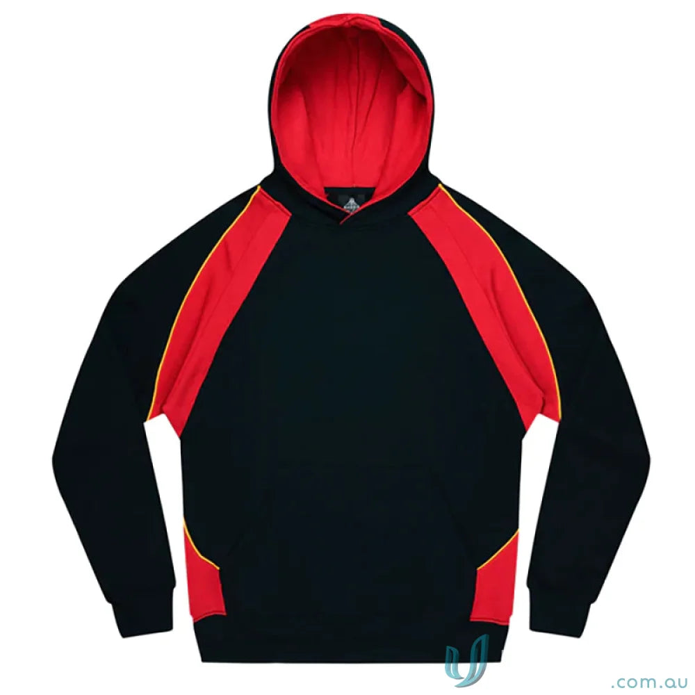 Black and red hooded sweatshirt from Huxley Kids Hoodie, perfect for sports uniforms or workwear