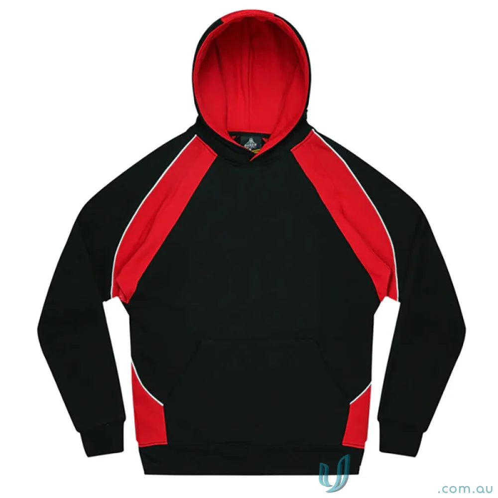 Black and red hooded sweatshirt from Huxley Kids Hoodie, perfect for sports uniforms or workwear