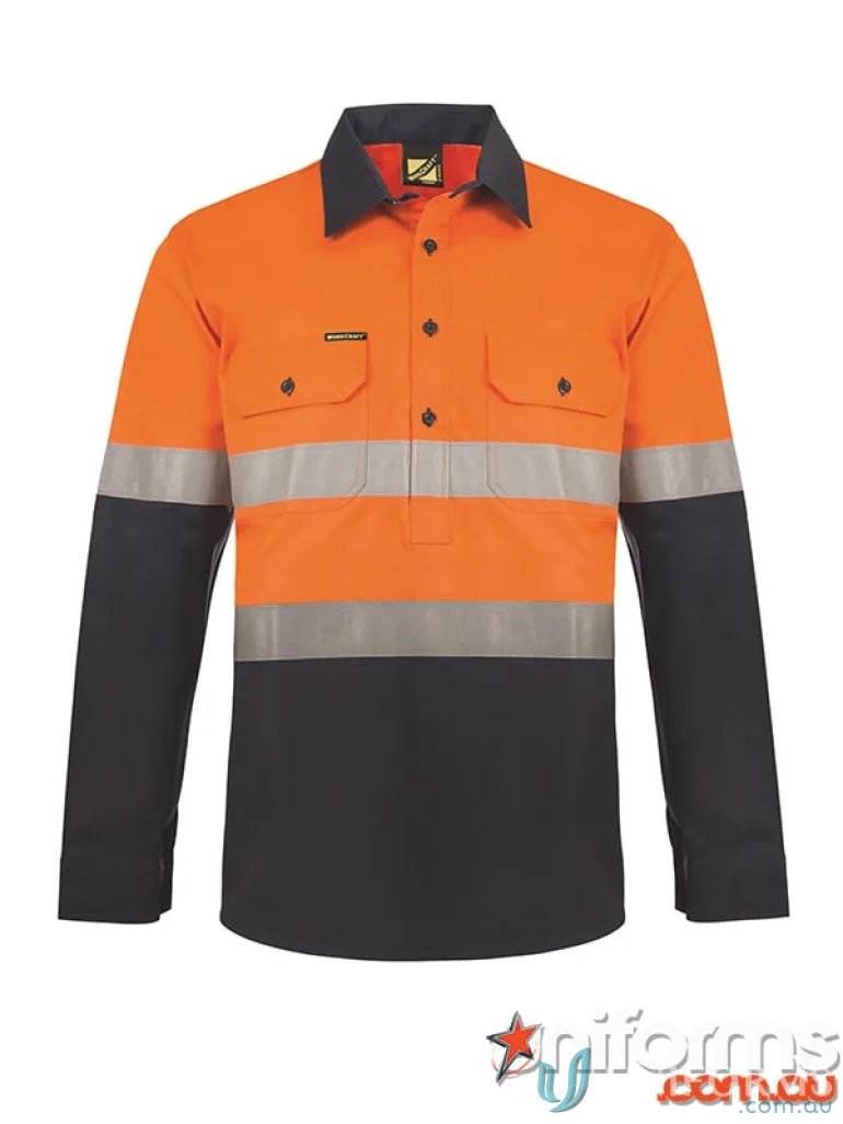 Orange and black hybrid shirt with CSR tape and reflective tape for work safety