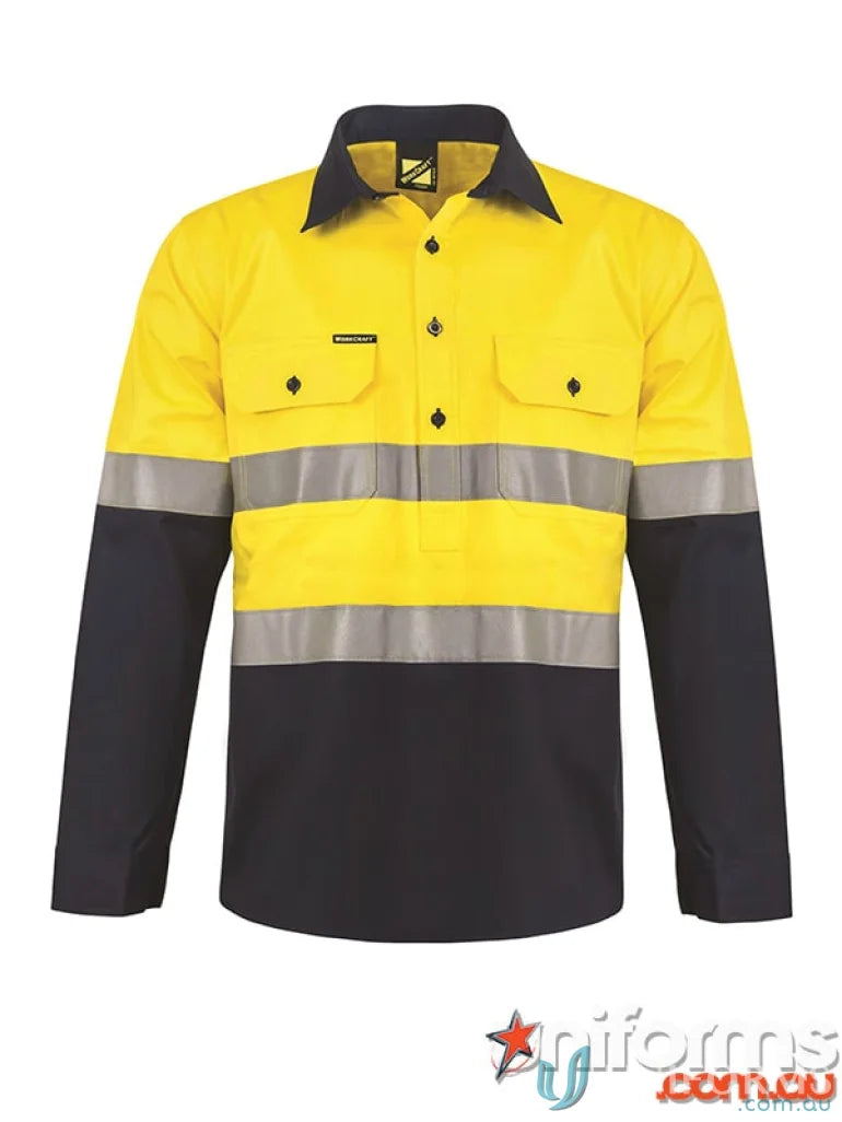 Yellow and black hybrid shirt with CSR tape and reflective tape for work safety
