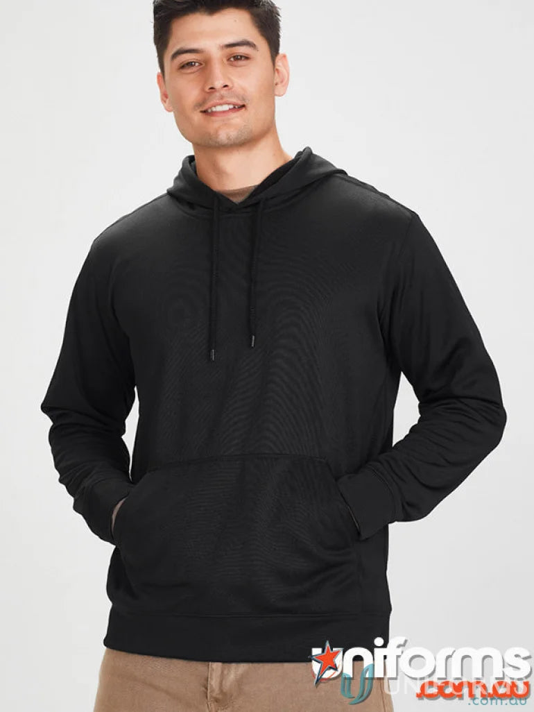 Hyper Hoodie sw239ml black men’s hooded sweatshirt with front pouch pocket in polyester performance fleece