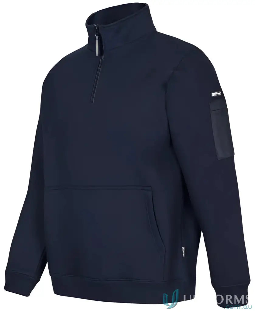 Navy blue quarter-zip fleece hoodie from Premium Trade Half Zip Fleece with classic fit fleece