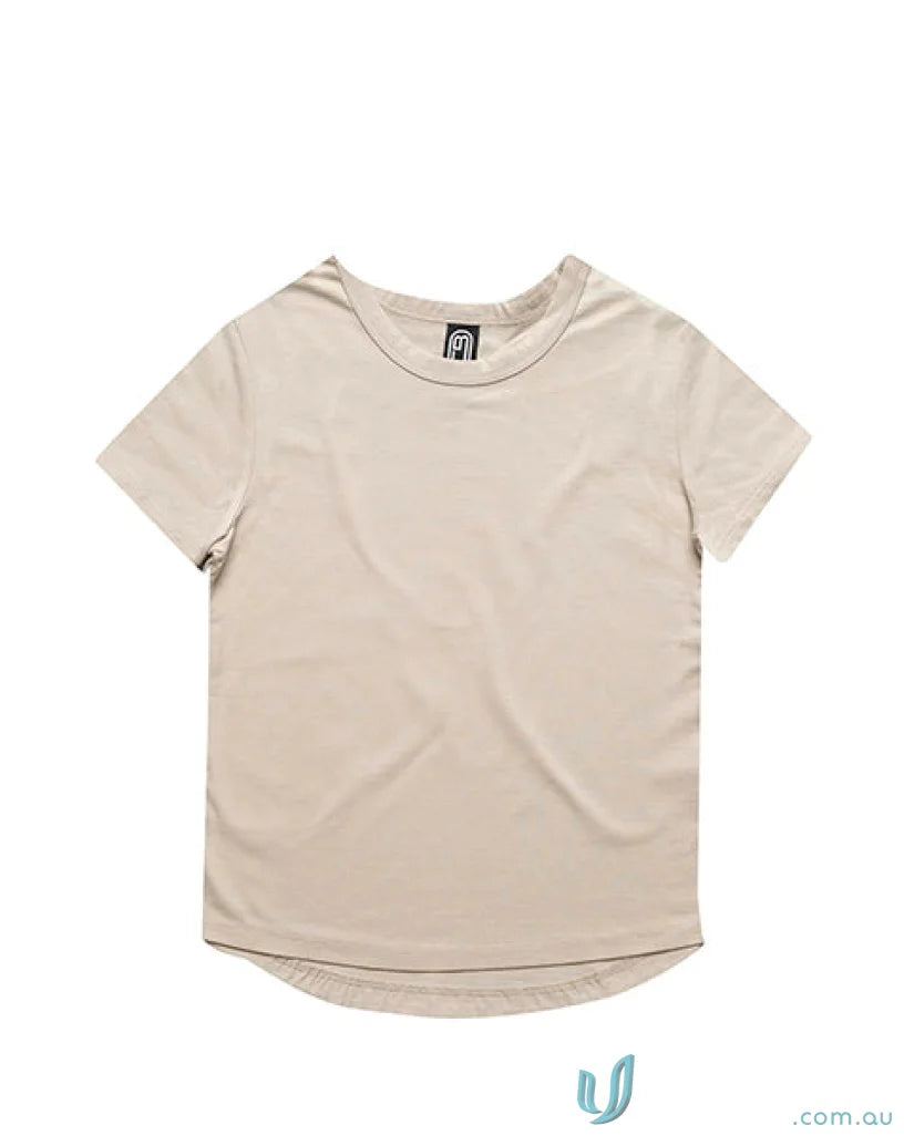 Beige short-sleeved curved hem t-shirt for infants from Infant Curved Hem T Shirt collection