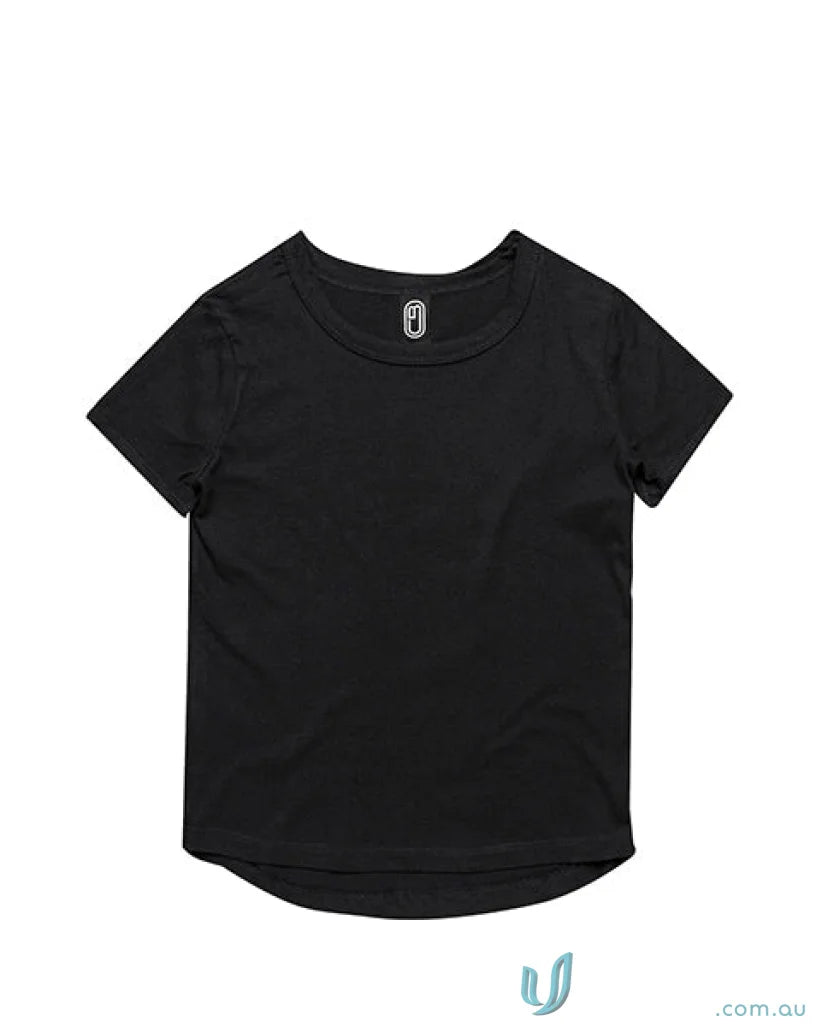 Black infant curved hem t-shirt, short-sleeved hem t-shirt for babies