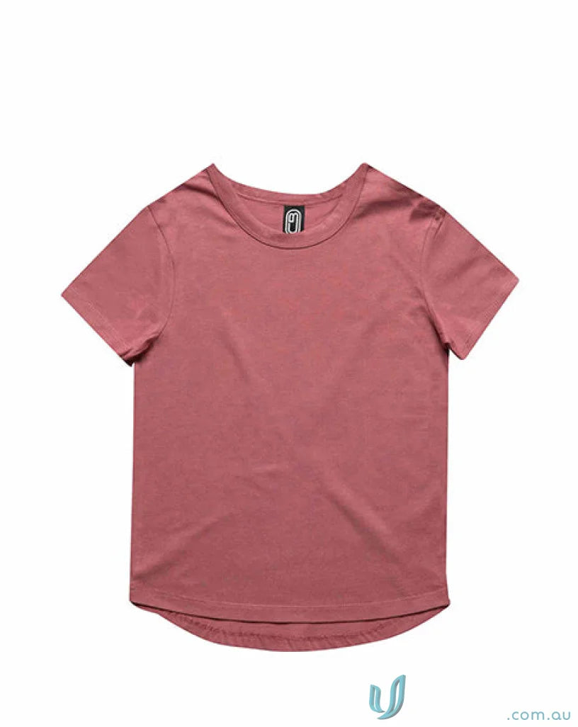 Cute rose-colored short-sleeved curved hem t-shirt for infants in the Curved Hem T Shirt collection