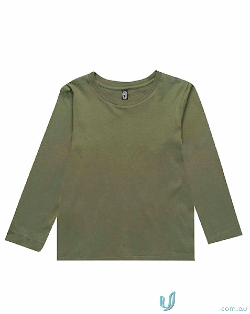 Olive green long-sleeved Infant LS T-Shirt, perfect for measure and uniforms