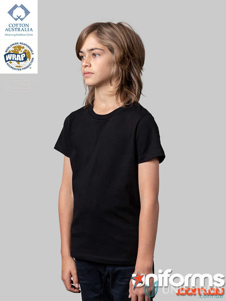 Black cotton infant T-Shirt ideal for casual wear, measure size, no uniforms or workwear