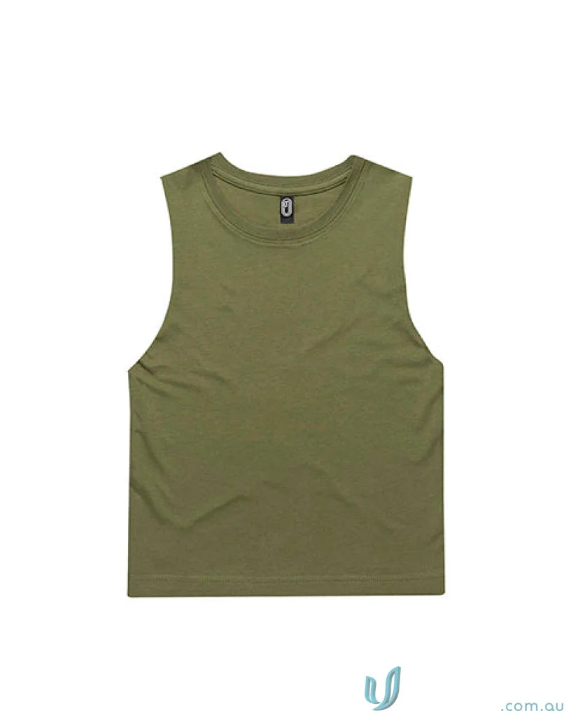 Olive green sleeveless tank top perfect for infant uniforms, measure your size easily