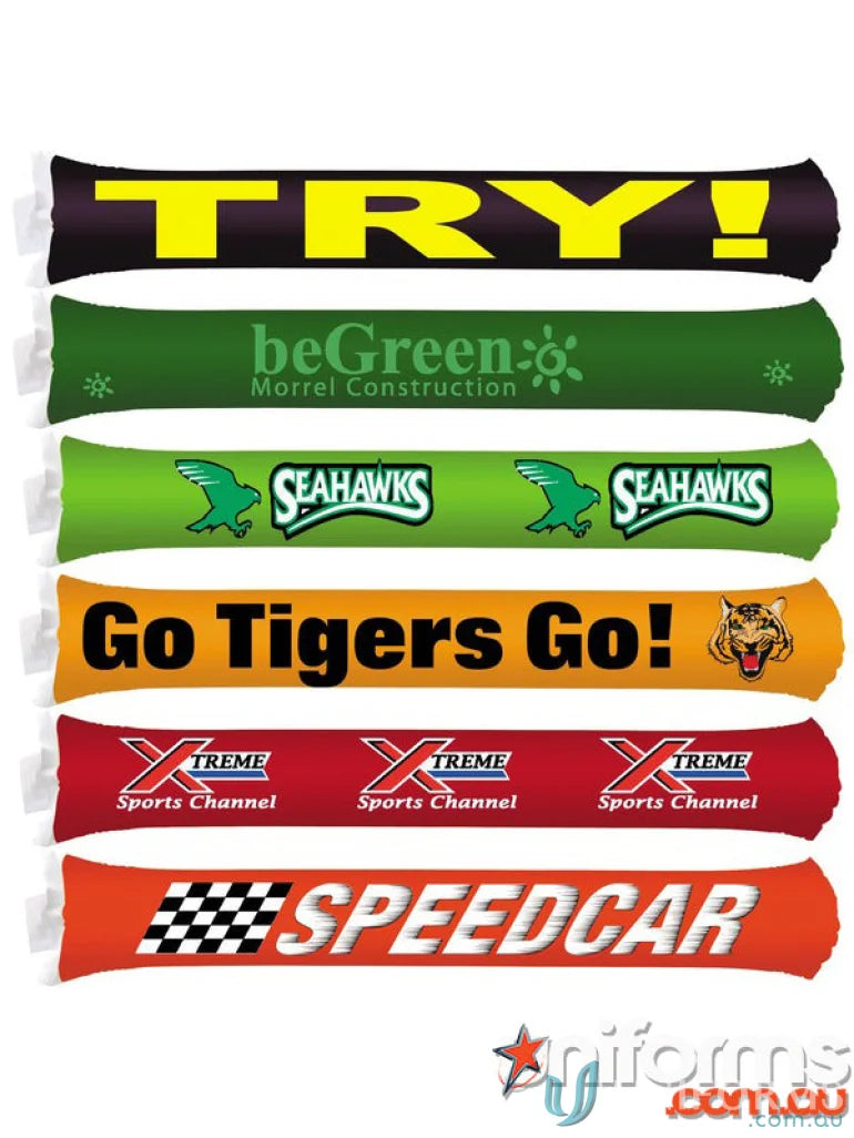 Colorful inflatable bang bang sticks ready for parties and events