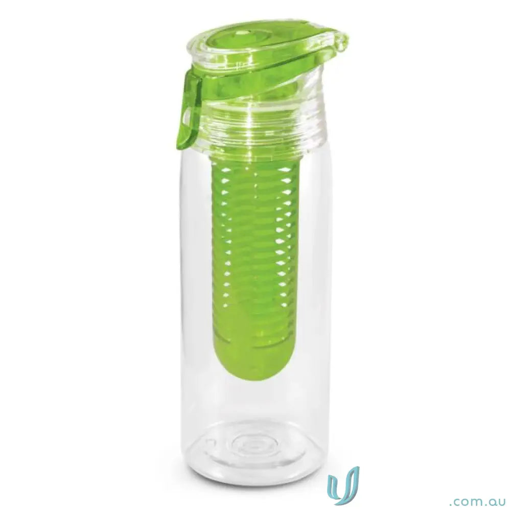 Clear water bottle with green infuser from Infusion Water Bottle 750ml Tritan for workwear