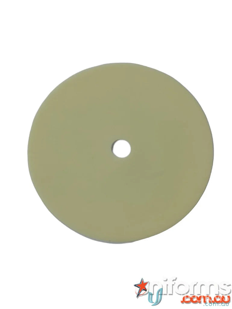 Round beige polishing pad with center hole for suit R7500 workwear and uniforms