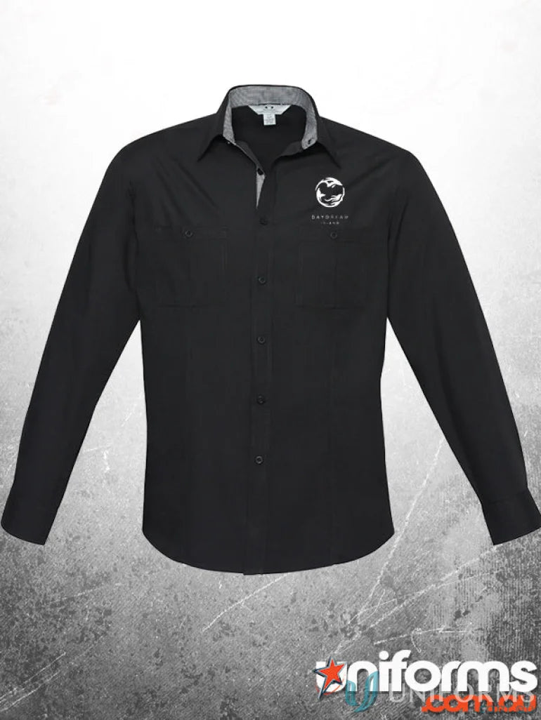 Black inkstone mens long-sleeved shirt perfect for uniforms and workwear