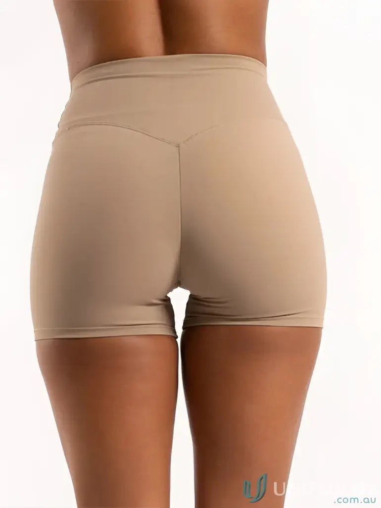 Tan Invicible Scrunch Latte Shorts perfect for uniforms or casual workwear style