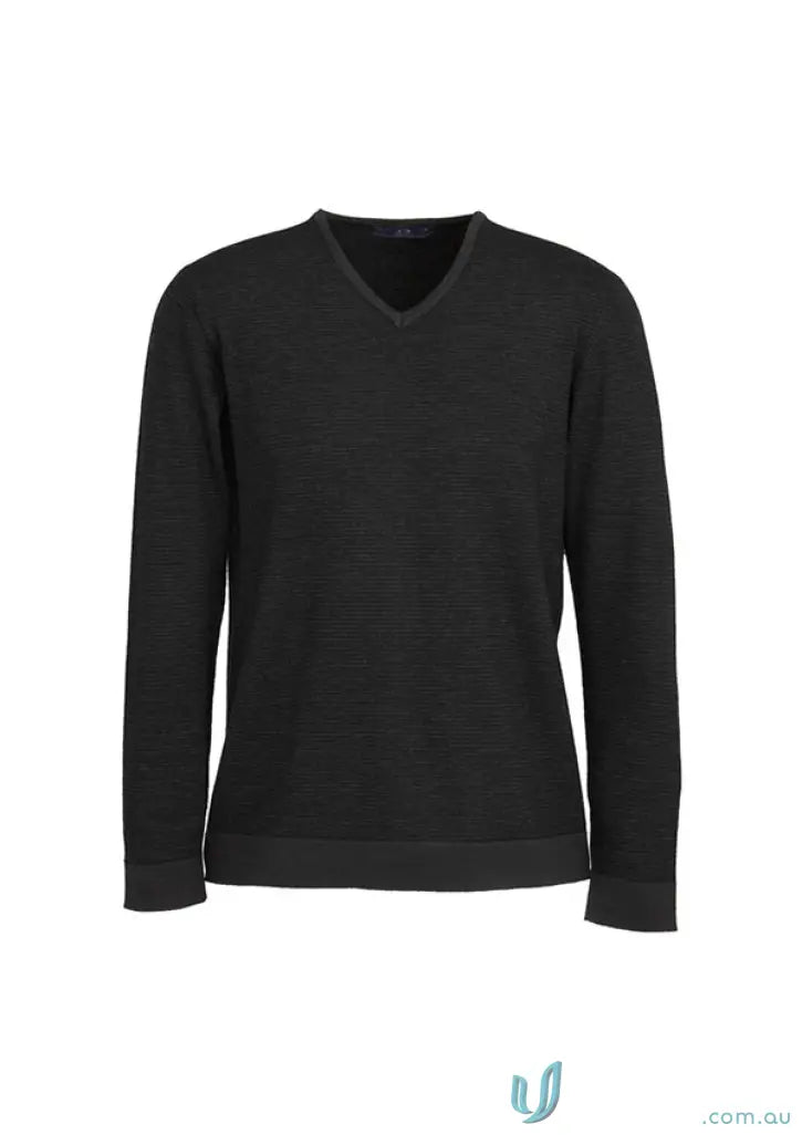 Black V-neck merino wool pullover from IOP EMB Mens Merino Pullover wp131ml origin