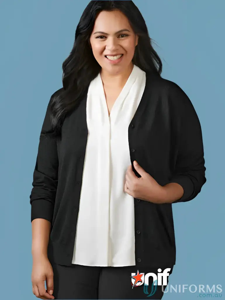 Roma ladies knit black cardigan with white blouse from Biz Collection Roma IWG EMF