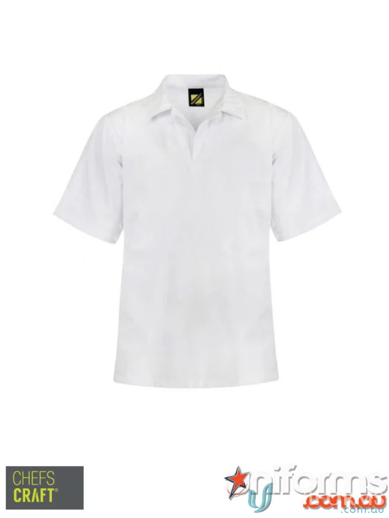 White short-sleeved chef’s shirt WS3001 JACSHIRT, industrial laundry friendly food processing gear