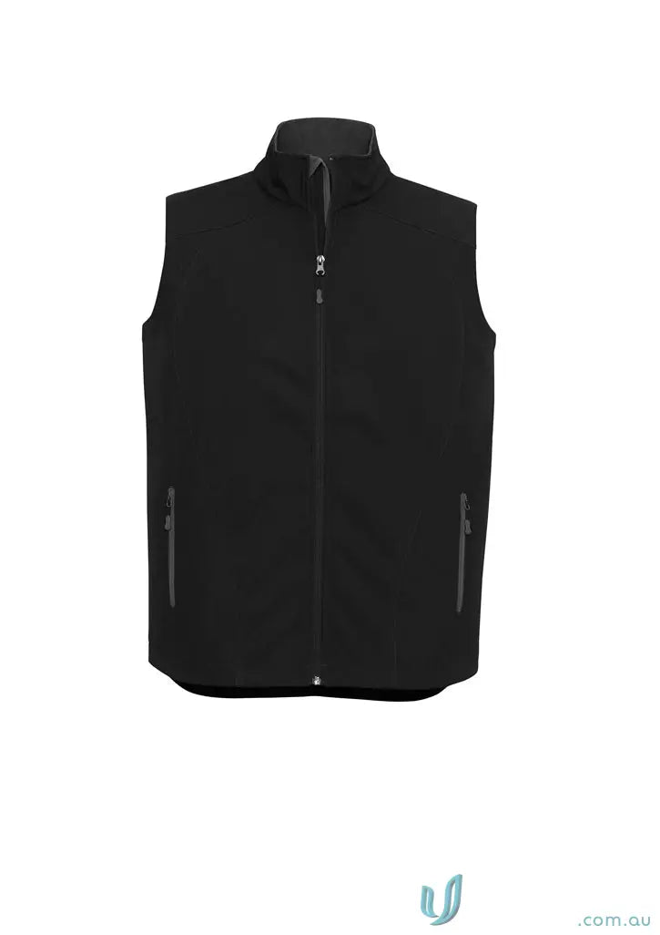 Black sleeveless vest for workwear with zip pockets, perfect for work uniforms