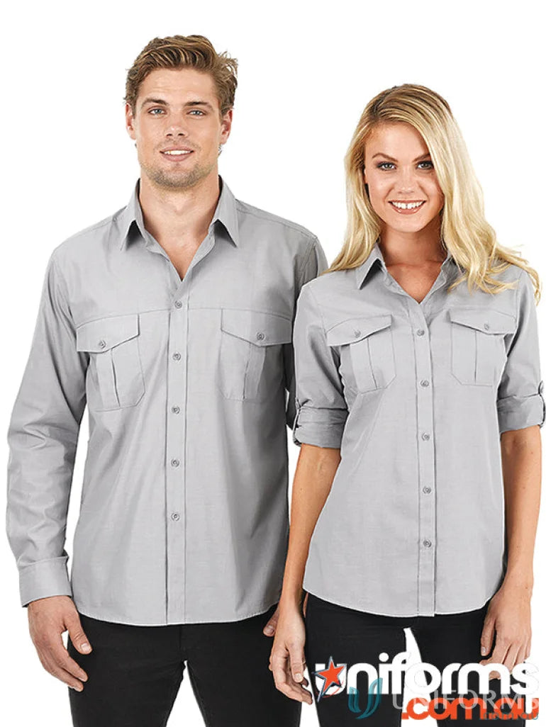 Matching gray Jasper Long Sleeve Shirts in modern fit for men’s Jasper collection