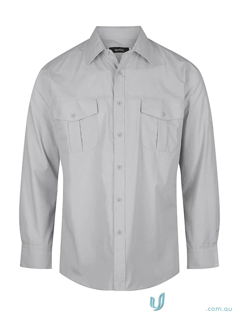 Gray Jasper Long Sleeve Shirt for Men with Modern Fit, men’s Jasper style shirt
