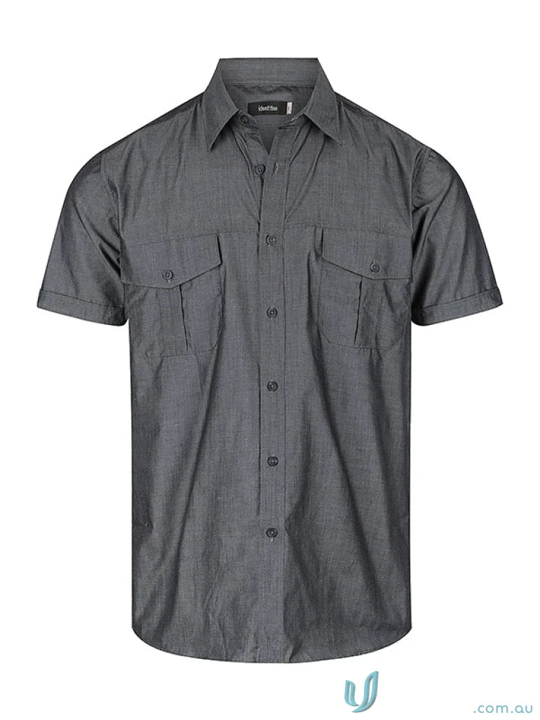Gray men’s Jasper Short Sleeve Shirt with modern fit for a stylish look