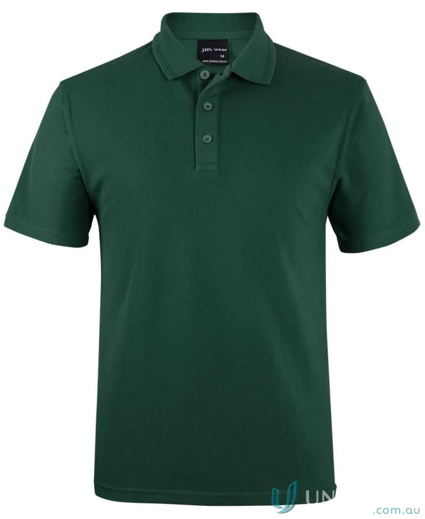 Dark green JBs 210 Polo in 210gsm pique fabric with herringbone tape detail