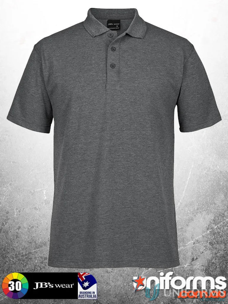 Gray Polo Shirt JBs 210 Polo with 210gsm pique fabric and stylish herringbone tape