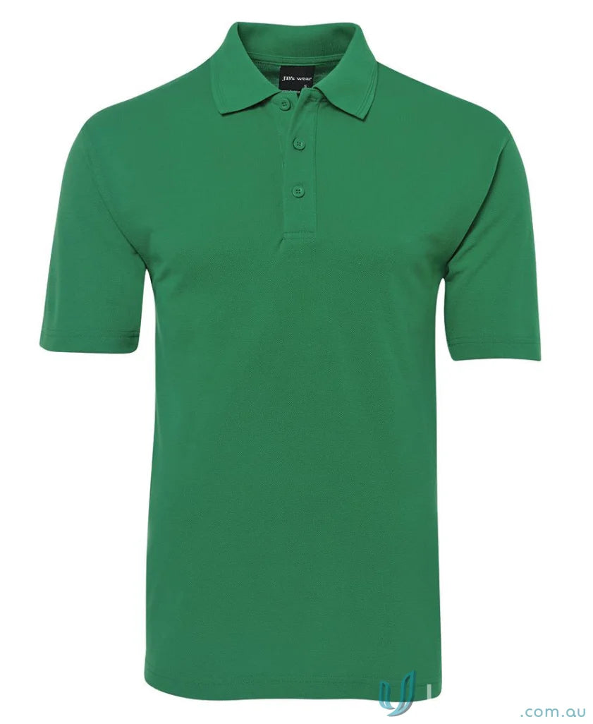 Green short-sleeved polo shirt in JBs 210 Polo with 210gsm pique fabric and herringbone tape