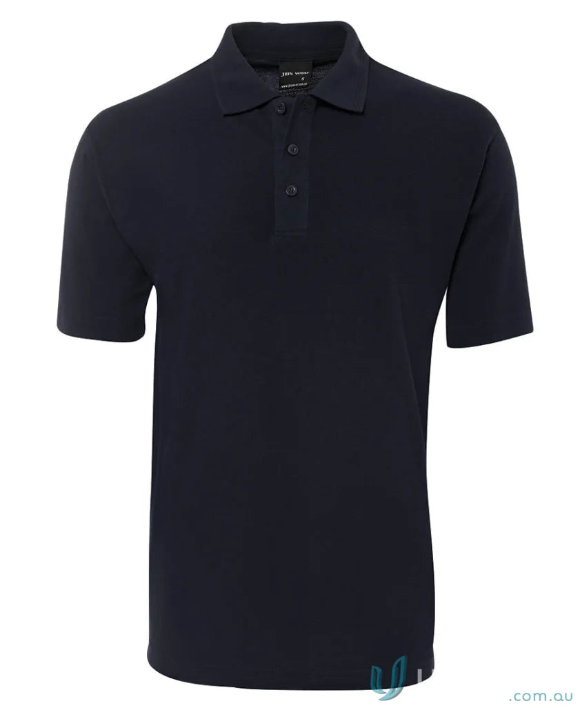 Navy blue JBs 210 Polo shirt with 210gsm pique fabric and stylish herringbone tape