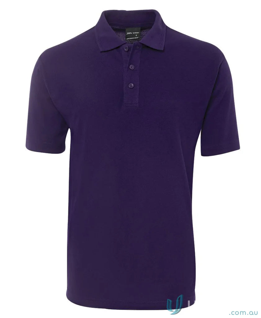 Purple short-sleeved JBs 210 Polo shirt made of 210gsm pique fabric with herringbone tape