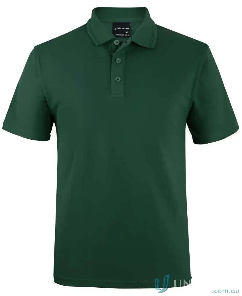Dark green JBs 210 Polo in 210gsm pique fabric with collar and herringbone tape