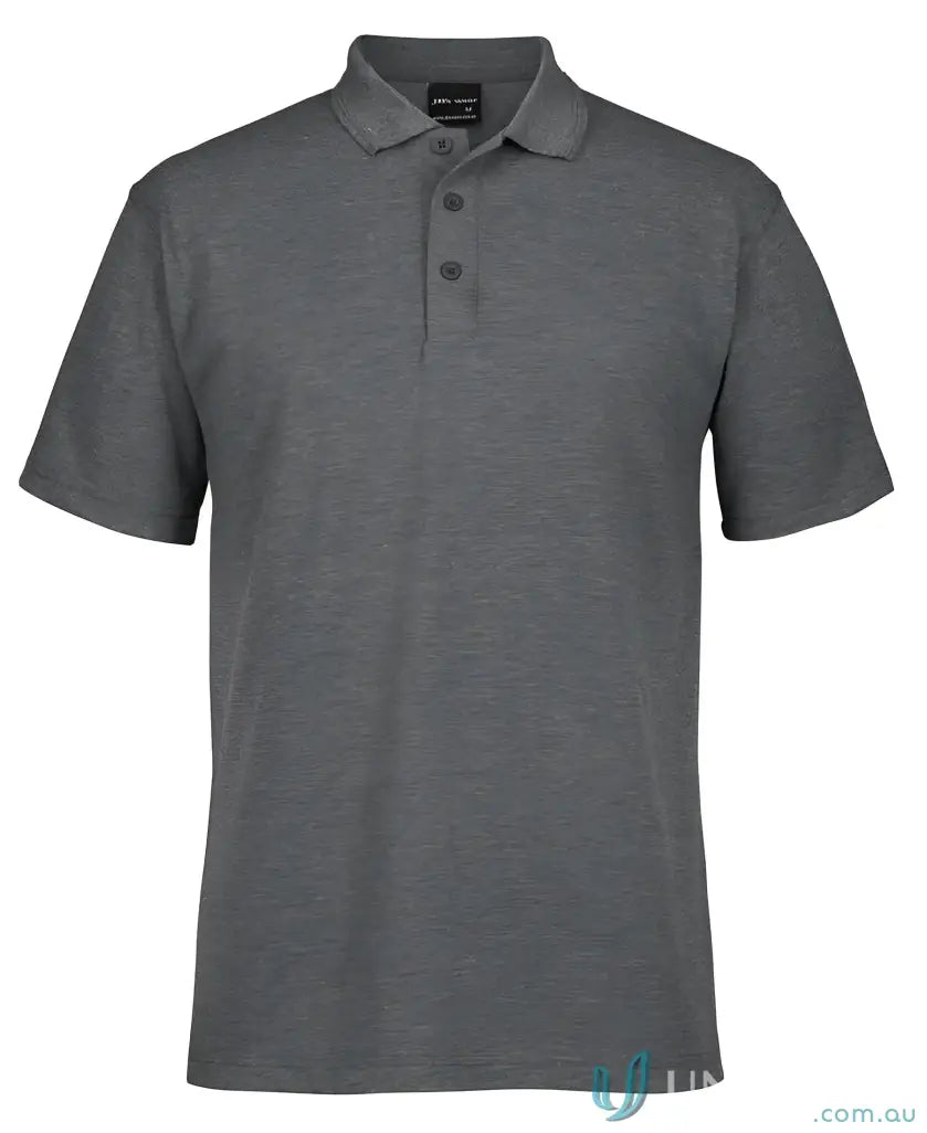 Dark gray JBs 210 Polo shirt in 210gsm pique fabric with herringbone tape accents