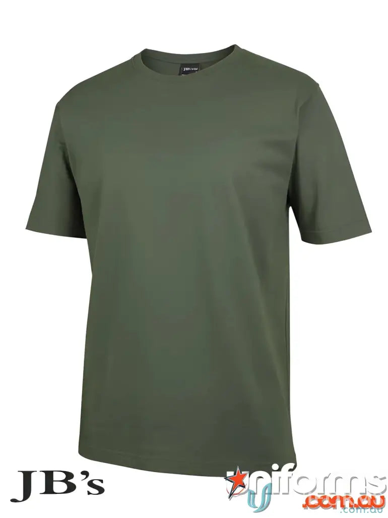Dark olive green crew neck T-shirt in classic fit made of comfy jersey knit