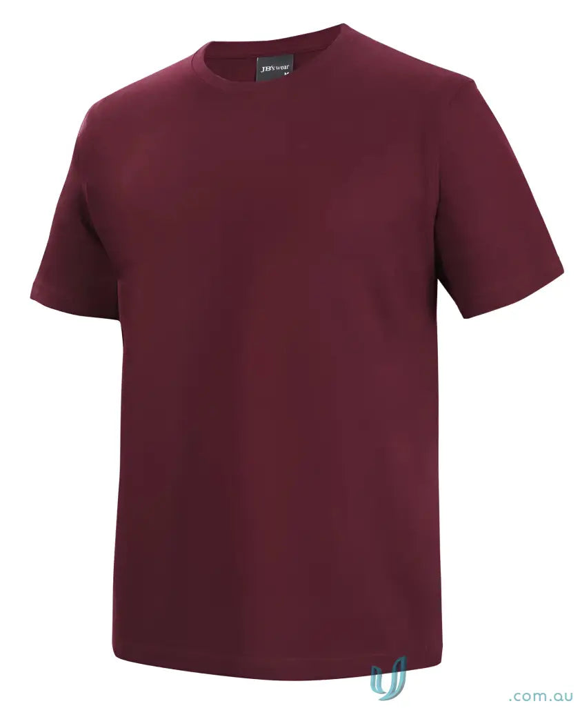 Plain maroon JBs Adult 1HT Red Tee with classic fit and crew neck style