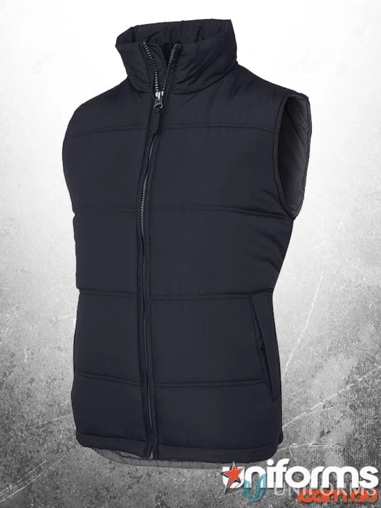 Black JB’s Adults Adventure puffer vest with full zip and polyester pongee shell